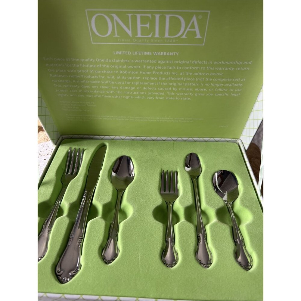 Oneida Baby & Child Six Piece Flatware Set Chateau 18/10 Stainless Steel